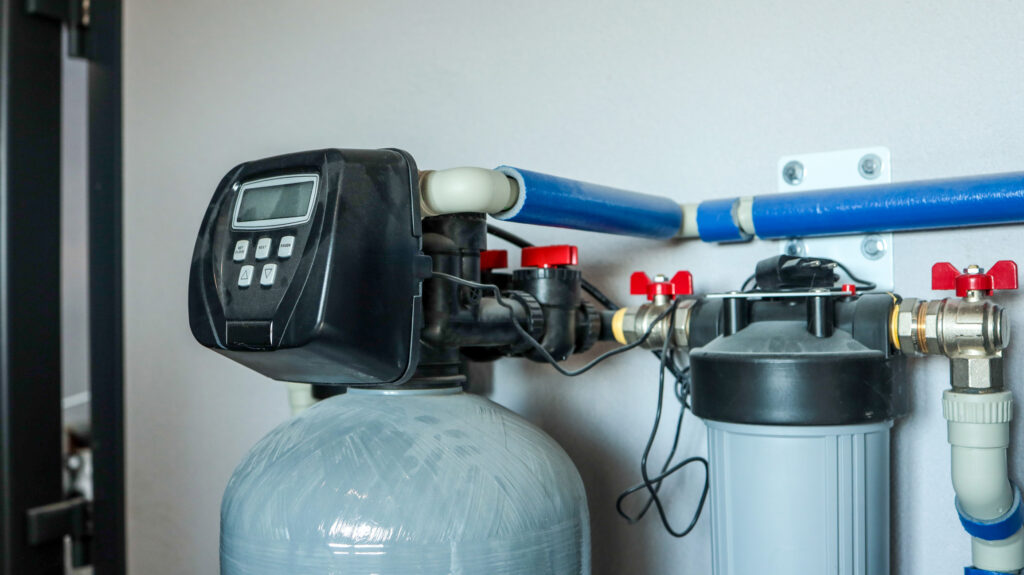 Family Water filtration system with digital display and plumbing